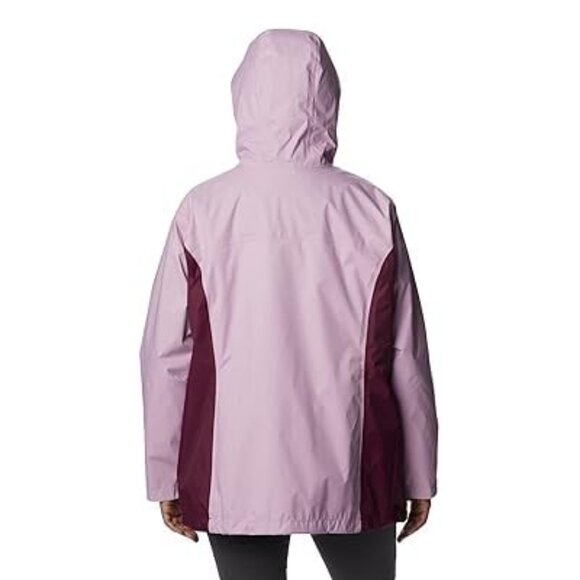 New COLUMBIA Omni-Tech Arcadia II Hooded Rain Jacket Colorblock Pink\Burg 2X - Picture 4 of 8